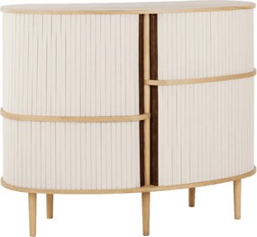 Bézs-natúr színű szekrény tolóajtóval, tölgyfa dekorral 120x100x50 cm Audacious – UMAGE