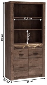 Könyvespolc, kőris sötét, INFINITY I-05