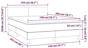 sötétkék bársony rugós és LED-es ágy matraccal 140x200 cm