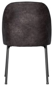 Fekete bőr étkezőszék szett 2 db-os Vogue – WOOOD