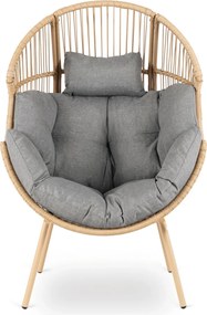 Kerti pihenőfotel szürke párnával. CEZARE