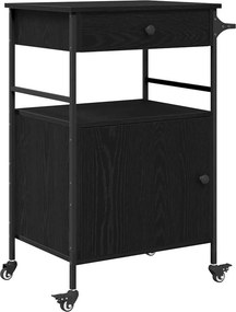vidaXL Konyhai kocsi Fekete tölgy 56 x 43 x 89,5 cm Faanyag