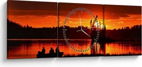 Kép - Halászok a tavon (órával) (90x30 cm)