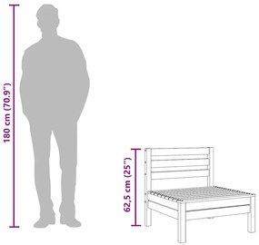 4 db szürke tömör fenyőfa kerti középső kanapé