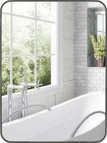 HOMCOM 61x81 cm Fürdő Tükör Fali Tükör Dekoratív Tükör Fém Kerettel és Könnyű Telepítésű Horoggal, Fekete | Aosom