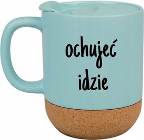 Kék Bögre Fedéllel És Parafa Aljjal Ajándék