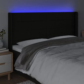 fekete szövet LED-es fejtámla 183x16x118/128 cm
