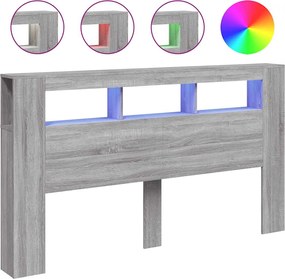 vidaXL szürke sonoma szerelt fa LED-es fejtámla 180x18,5x103,5 cm