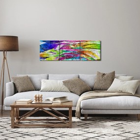 Kép - Téglafal színes lángokkal (órával) (90x30 cm)