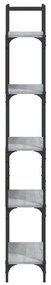 5 szintes szürke sonoma szerelt fa könyvespolc 60,5x24x166,5 cm