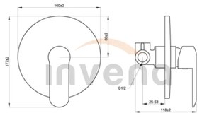 Invena Siros, rejtett 1 kimenetű akkumulátor (test+sapka), króm, INV-BP-90-CO1-A