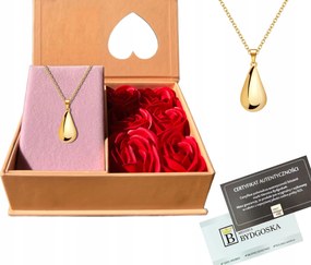 Arany nyaklánc nagy csepp könnycsepp ékszerdoboz rózsa ezüst aranyozott