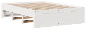 fehér tömör fenyőfa fiókos ágykeret matrac nélkül 160 x 200 cm