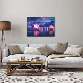 Üveg kép - Bolygók a vízen (70x50 cm)