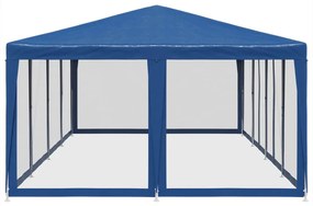 kék HDPE rendezvénysátor 12 hálós oldalfallal 8 x 4 m