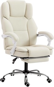 HOMCOM ergonomikus irodai szék — dönthető háttámla, magasságállítás, lábtartó, 360° forgás, zsebrugók, háziállat-barát műbőr, bézs | Aosom