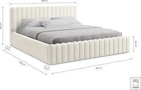 Terrakotta színű kárpitozott ágyneműtartós franciaágy ágyráccsal 140x200 cm Lemi – Makamii