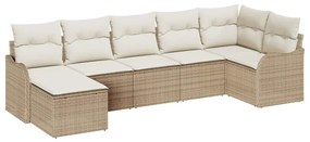 vidaXL Kerti Kanapé Szett 7 pcs Bézs polirattan