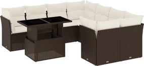 vidaXL 9 részes barna polyrattan kerti ülőgarnitúra párnákkal