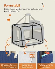 Kutyahordozó, összecsukható, szövetből készült kisállathordozó, S, kék