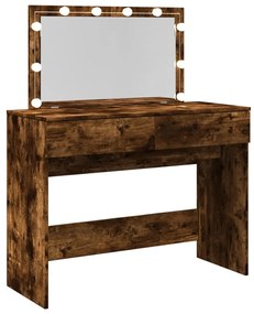 füstös tölgy színű fésülködőasztal LED-del 100 x 40 x 120 cm