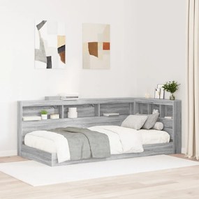 Könyveságy Szürke Sonoma 90x190 cm Mérnöki Fa