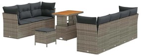 vidaXL Kerti Kanapé Szett 10 pcs Szürke polirattan