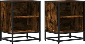vidaXL éjjeliszekrények 2 db füstölt tölgy 40x31x50 cm Gépi fa és fém