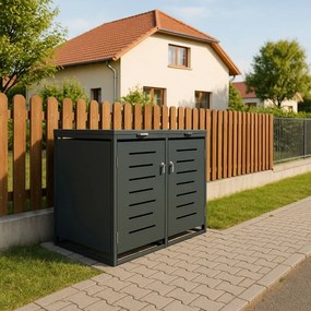 Fém tároló 2 kukához 132 × 116 × 80 cm antracit