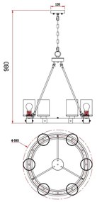 Globo 15555-6H - Csillár láncon LILA 6xE27/60W/230V