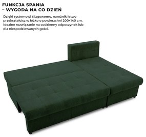 Venezia sarokkanapé, kordbársony, univerzális oldal, hab töltet, zöld