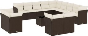 vidaXL 14 részes barna polyrattan kerti ülőgarnitúra párnákkal