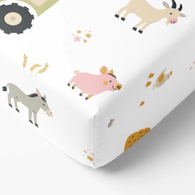Goldea gyermek pamut körgumis lepedő - élet a farmon 80 x 200 cm