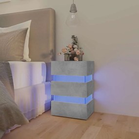 Betonszürke szerelt fa LED-es éjjeliszekrény 45 x 35 x 67 cm