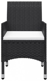 3 részes fekete polyrattan és edzett üveg bisztrószett