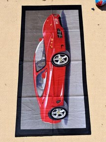 Strand fürdőlepedő FUNNY RED CAR 70x140 cm