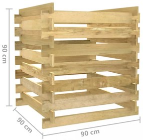 lécezett impregnált fenyőfa kerti komposztáló 90 x 90 x 90 cm
