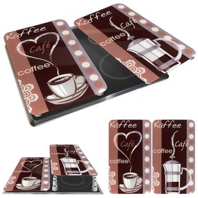 Edzett üveg tűzhely fedőlap szett 2 db-os 30x52 cm Coffee – Maximex