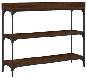barna tölgyszínű tálalóasztal polcokkal 100 x 30 x 80 cm