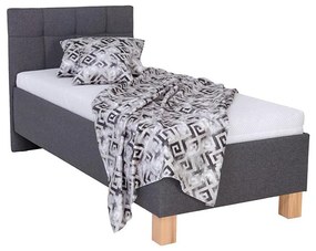 Kárpitozott ágy MARIA ONE 90x200 cm, matraccal és ágyneműtartóval, szürke