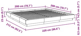 füstös tölgyszínű szerelt fa ágykeret 200 x 200 cm