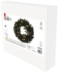 LED karácsonyi koszorú, 40 cm, 2x AA, beltéri, meleg fehér, időzítő