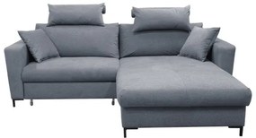 Kinyitható, jobb oldali L-alakú sarokülőgarnitúra HORTA tárolóval, sötét szürke