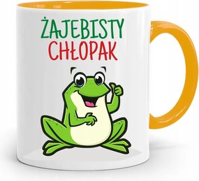 Sárga Bögre Ajándék Békás Fiúnak, fényképes nyomattal