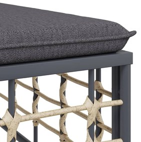 2 db szürke polyrattan moduláris sarokkanapé párnával