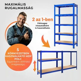 HEAVY nagy teherbírású polc, max 875kg, 90x40x180cm, kék Monzana