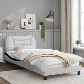 fehér és fekete műbőr ágykeret fejtámlával 80 x 200 cm