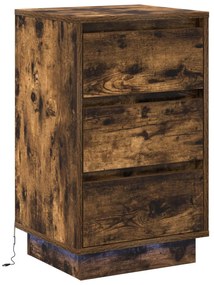 éjjeli szekrény LED-füstölt tölgy 39x34.5x65 cm szerelt fa