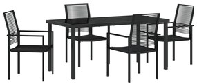 5 darabos kerti étkező szett Fekete PVC Rattan