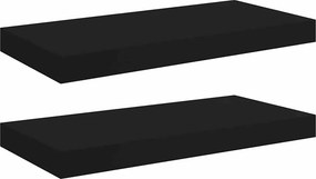 vidaXL 2 db fekete MDF lebegő fali polc 50 x 23 x 3,8 cm